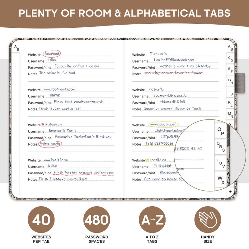 Taja Password Keeper Book With Alphabetical Tabs  Small Password Books For Seniors  Password Notebook For Internet Website Address  Password Logbook To Help You Stay Organized - Magical Forest - Image 3