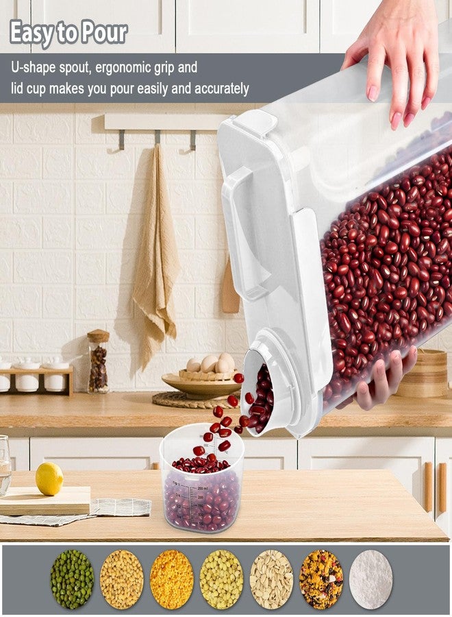 Komzon Rice Storage Containers, Airtight Cereal Containers Storage, with Pouring Spout Portable Handle for Flour, Pasta, Grain and Baking, Pet Dog Cat Bird Food Container 20lb White - Image 2