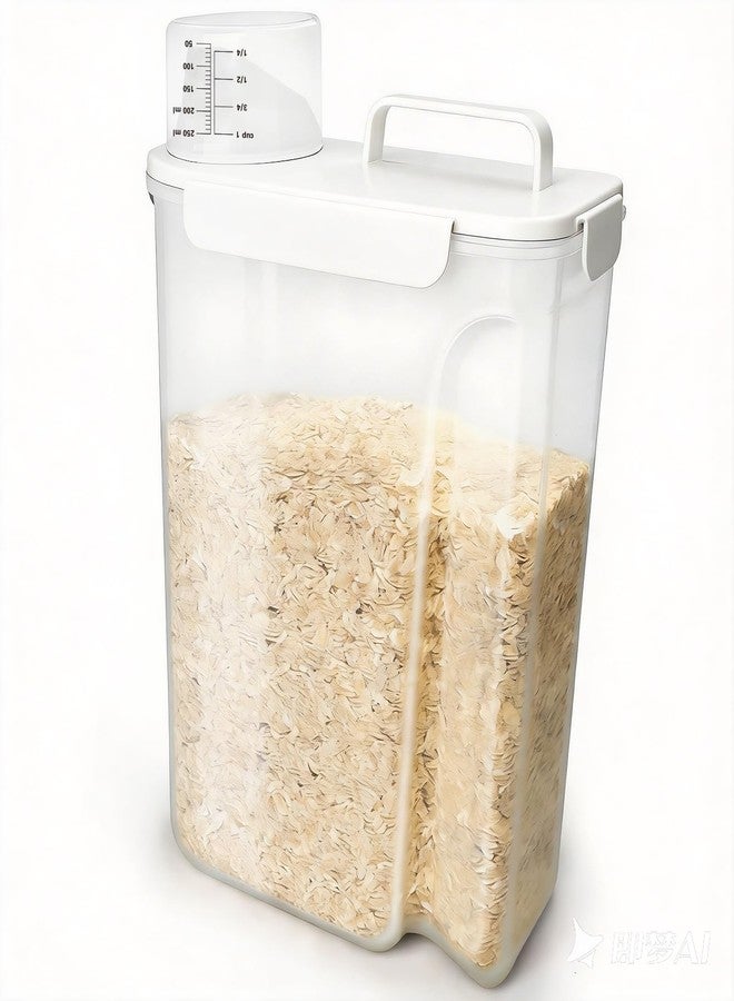 Komzon Rice Storage Containers, Airtight Cereal Containers Storage, with Pouring Spout Portable Handle for Flour, Pasta, Grain and Baking, Pet Dog Cat Bird Food Container 20lb White - Image 1