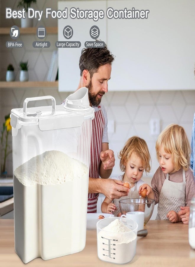 Komzon Rice Storage Containers, Airtight Cereal Containers Storage, with Pouring Spout Portable Handle for Flour, Pasta, Grain and Baking, Pet Dog Cat Bird Food Container 20lb White - Image 5