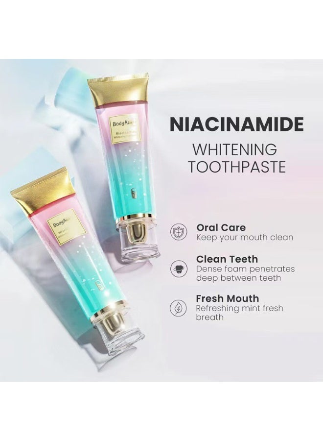 بودي أكسيل Niacinamide تبييض معجون الأسنان, Niacinamide معجون الأسنان, BodyAccel معجون الأسنان, إزالة البقع ثلاثية تبييض معجون الأسنان الطبيعي لطيف, التنفس الطازج - Image 2
