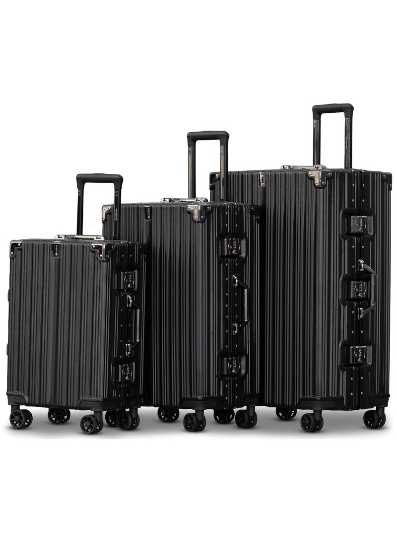 Concept أناقة عصرية مكونة من 3 قطع: مجموعة حقائب سفر معدنية فاخرة - Image 1