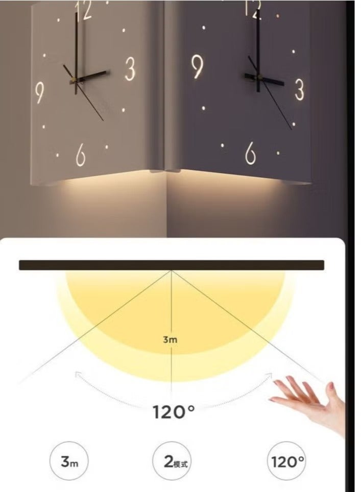 ريبنيو ساعة زاوية أنيقة، ساعة حائط مزدوجة الجوانب، غرفة معيشة، بساطة إبداعية، ساعة حائط حديثة مزدوجة الجوانب، بدون ثقب، ساعة زاوية عصرية - وردي - Image 4
