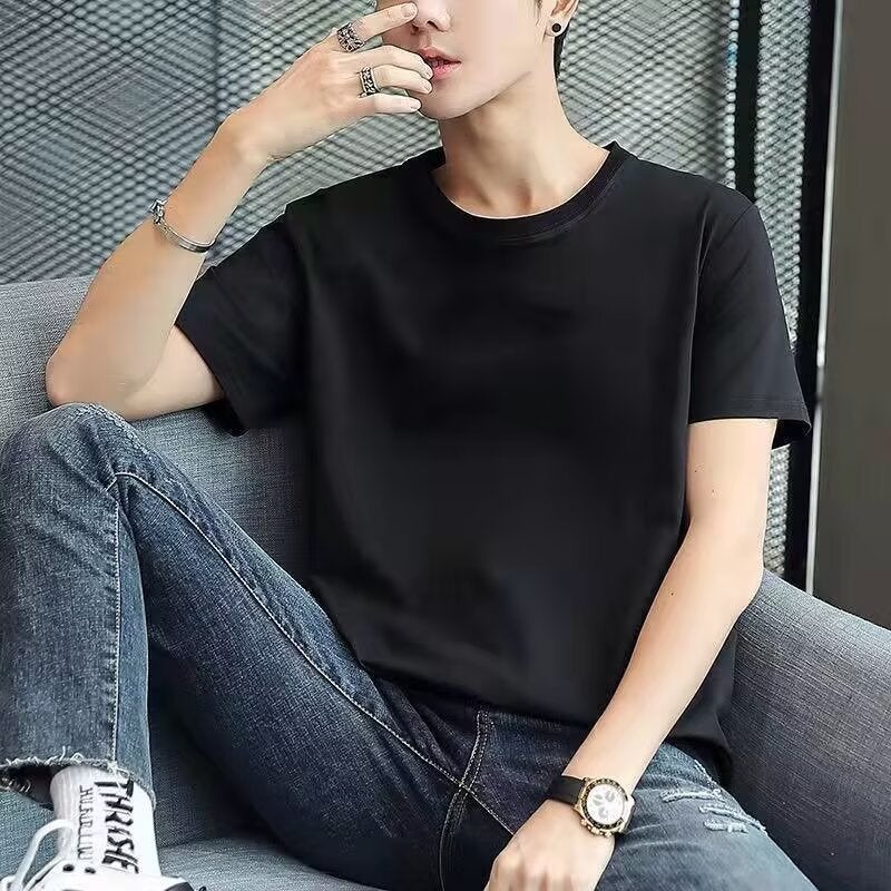 New T-Shirt Summer Men'S Short-Sleeved T-Shirt Young Middle-Aged Men'S Round Neck T-Shirt Bottoming Shirt Top Fashion - Image 2