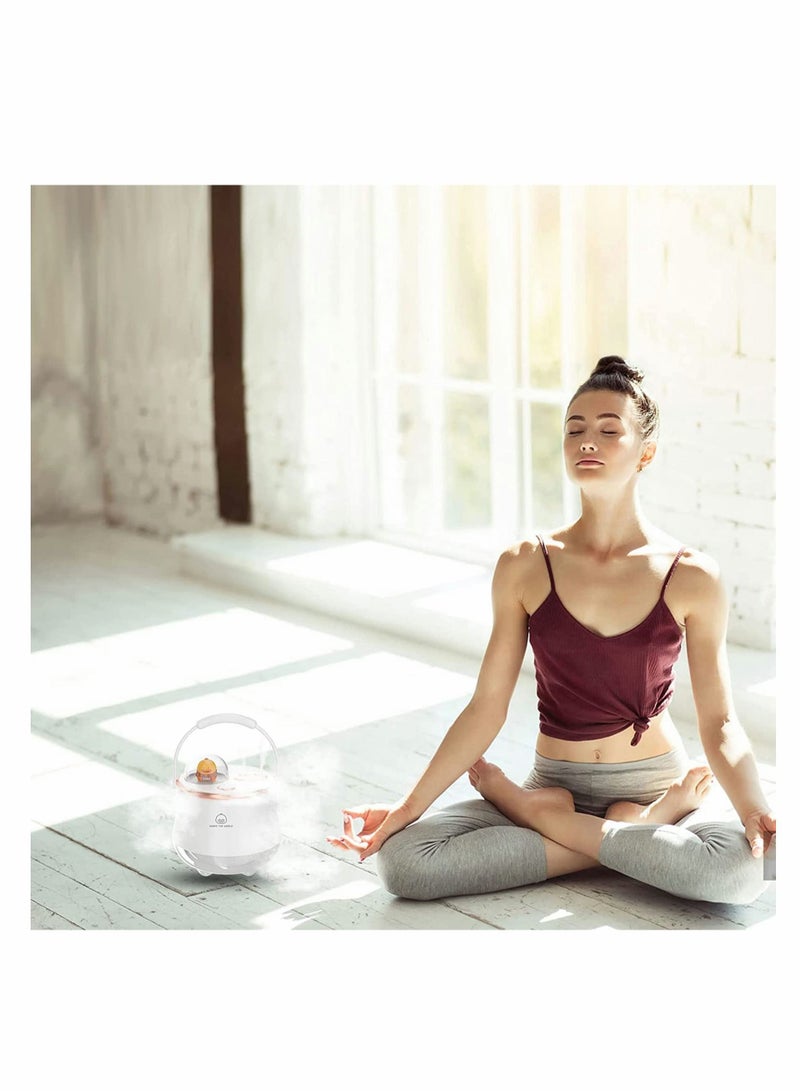 واي آند دي Humidifiers, 400ml Mini Portable Humidifier, Adjustable Double Spray, Cute Night Light, Super Sound-off, for Bedroom Kids Office Desktop Home, Easy to Clean(White) - Image 5