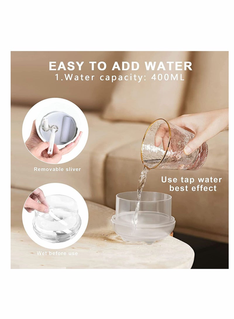 واي آند دي Humidifiers, 400ml Mini Portable Humidifier, Adjustable Double Spray, Cute Night Light, Super Sound-off, for Bedroom Kids Office Desktop Home, Easy to Clean(White) - Image 4