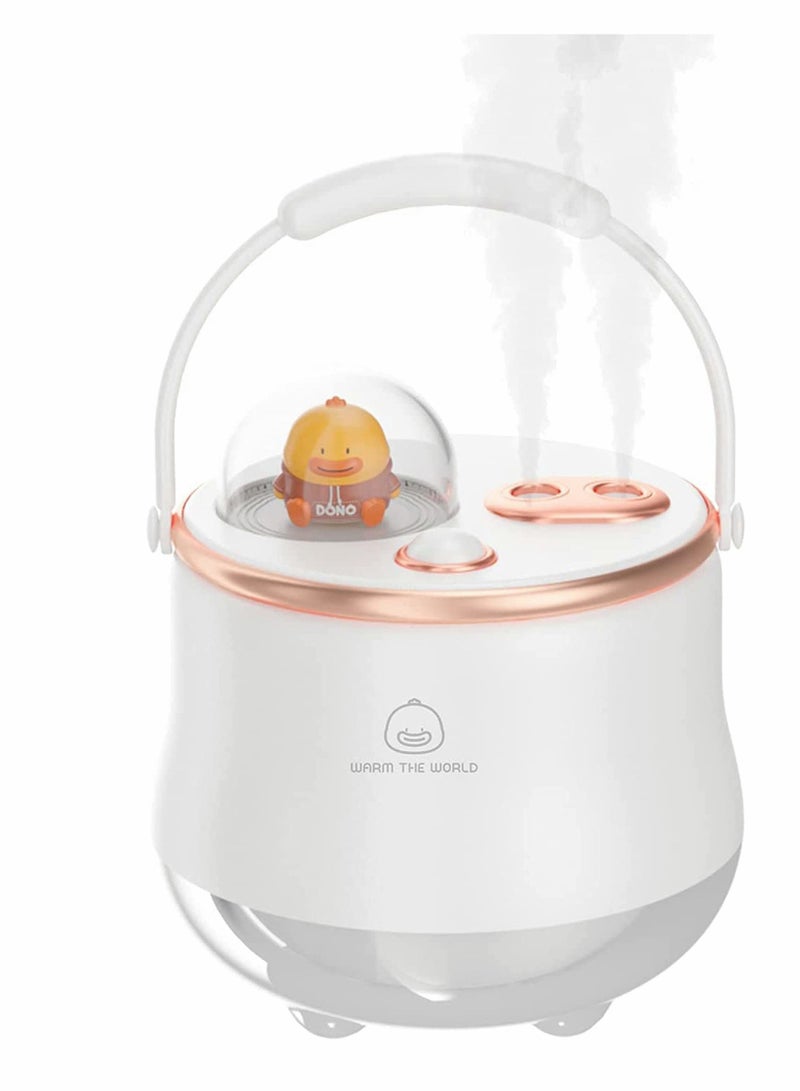 واي آند دي Humidifiers, 400ml Mini Portable Humidifier, Adjustable Double Spray, Cute Night Light, Super Sound-off, for Bedroom Kids Office Desktop Home, Easy to Clean(White) - Image 1