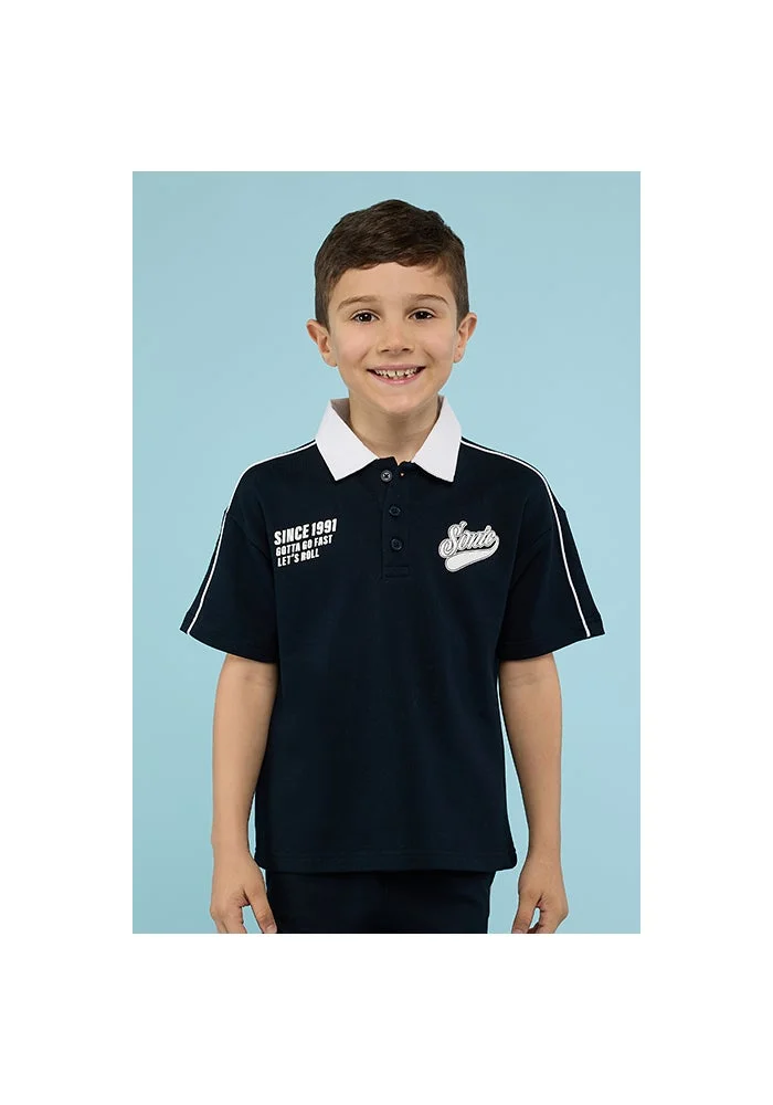 أر أند بي Printed Polo T-Shirt with Short Sleeves