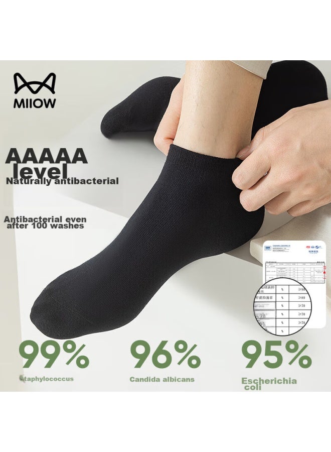 MIIOW Maoren Men's Socks, 100% Pure Cotton, Summer Antibacterial And Odor-resistant, Short Socks, Sweat-absorbing, Business Boat Socks, Black, 10 Pairs - Image 5