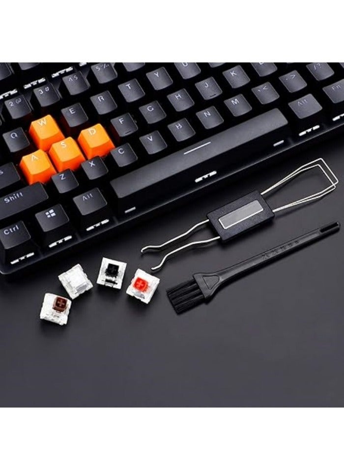 Keycap Puller Switch Puller Stainless Steel Keycap Removal Tool with 2 Pcs Keyboard Cleaning Brush for Mechanical Keyboard - Image 5