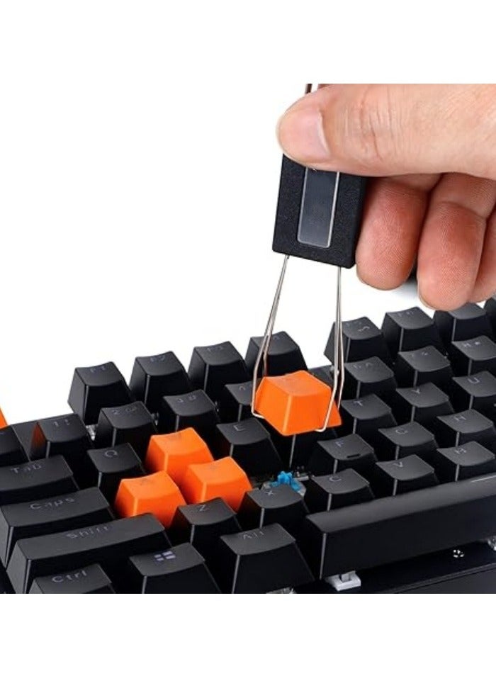 Keycap Puller Switch Puller Stainless Steel Keycap Removal Tool with 2 Pcs Keyboard Cleaning Brush for Mechanical Keyboard - Image 2