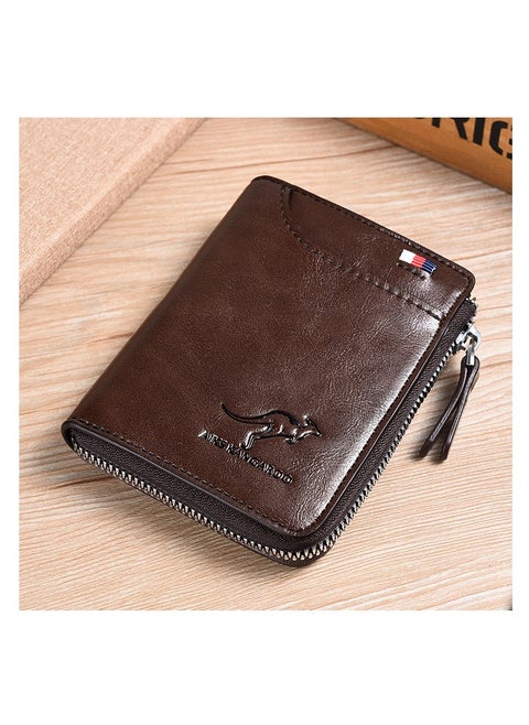 Leather Wallet Men Purse With Zipper Short Wallet