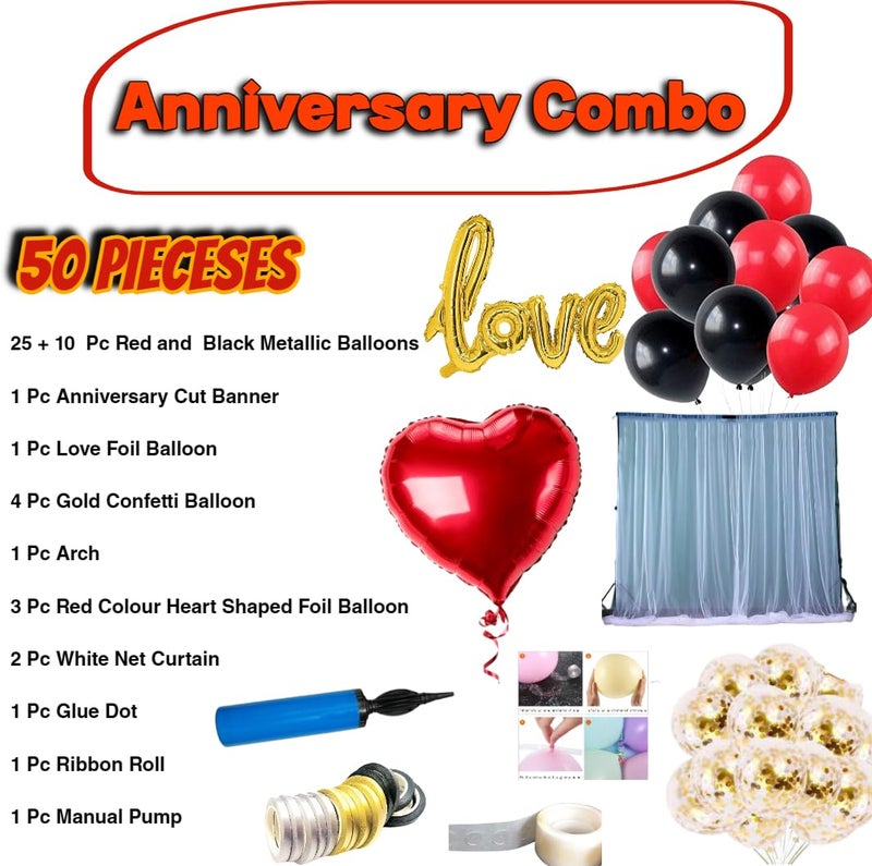 FOOGAA Anniversary Combo Pack, 50 pcs - Golden LOVE Foil Balloon Set, Party Decorations for Anniversary - Image 2