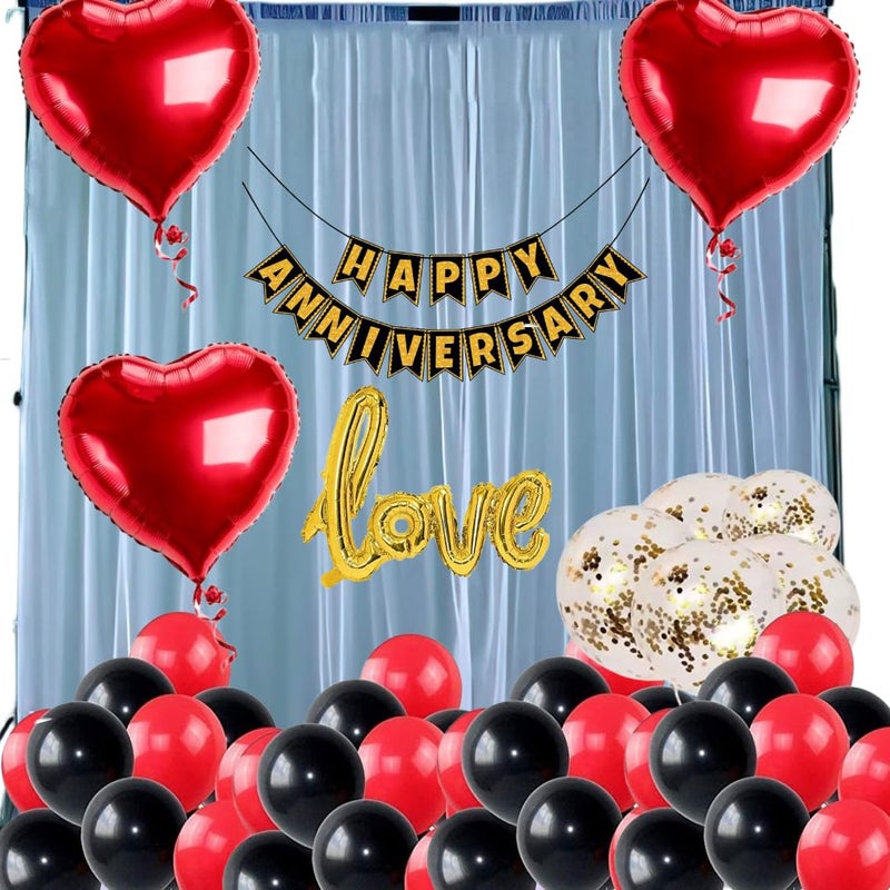 FOOGAA Anniversary Combo Pack, 50 pcs - Golden LOVE Foil Balloon Set, Party Decorations for Anniversary - Image 1