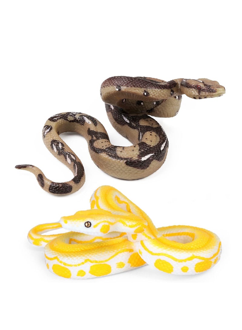 Excefore 2Pcs Realistic Fake Snakes Toy Rubber Snake Figure Prank Props Fake Snake Scare Birds and Squirrels, Boa Constrictor Figurines  - Image 1