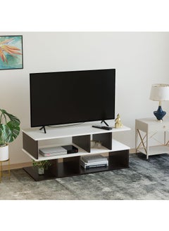 Burlyworth Burlyworth Casco Engineering Wood Floor Standing TV Entertainment Unit Set Top Box Stand TV Cabinet with Storage Shelves Wenge White for Upto 32 42 43 Inches Wenge White 