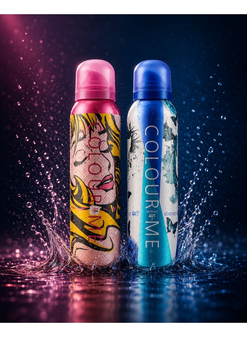 كولور مي بوب آرت + أبستراكت آرت مجموعة بخاخ جسم عالي التعطير، قطعتان × 150 مل للنساء والرجال
