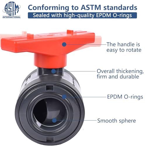 AIPOR Union Ball Valve 3/4" with Full Port (2-Pack), UPVC Full Flow Ball Valve - U.S. ASTM EPDM O-Rings and Reversible PTFE Seats，Rated at 230 PSI, 3/4 inch Socket (3/4") - Image 3