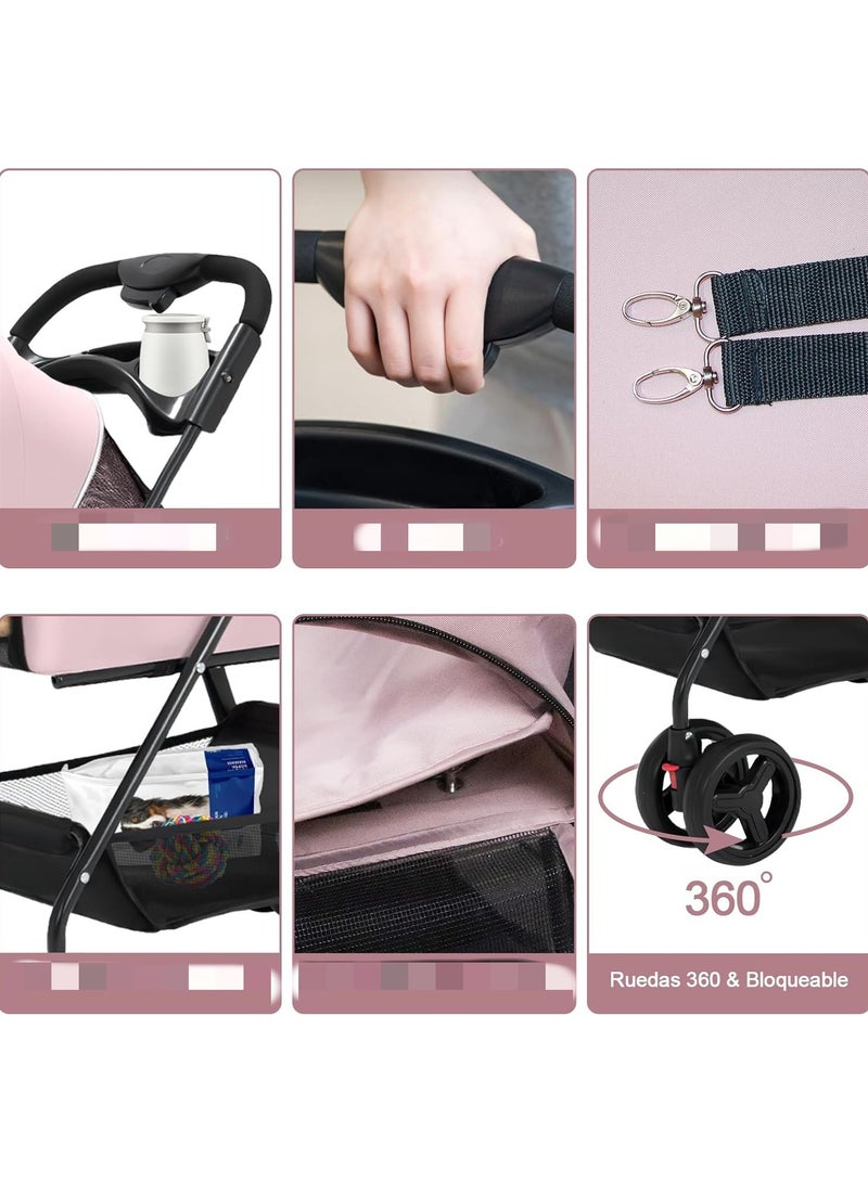 Pet Stroller for Cats/Dogs,Separable Dog Strollers for Small Medium Dogs Within 20kg,Pet Gear No-Zip Dog Prams Pushchairs - Image 3