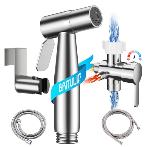 BRITULIF Hot and Cold Bidet Sprayer for Toilet, BRITULIF Bidet Attachment for Warm Water, Bidet with Warm Water Muslim Shower, Ideal for Feminine Hygiene, Pet Cleaning, Cloth Diapers, and Elderly Care - Image 1