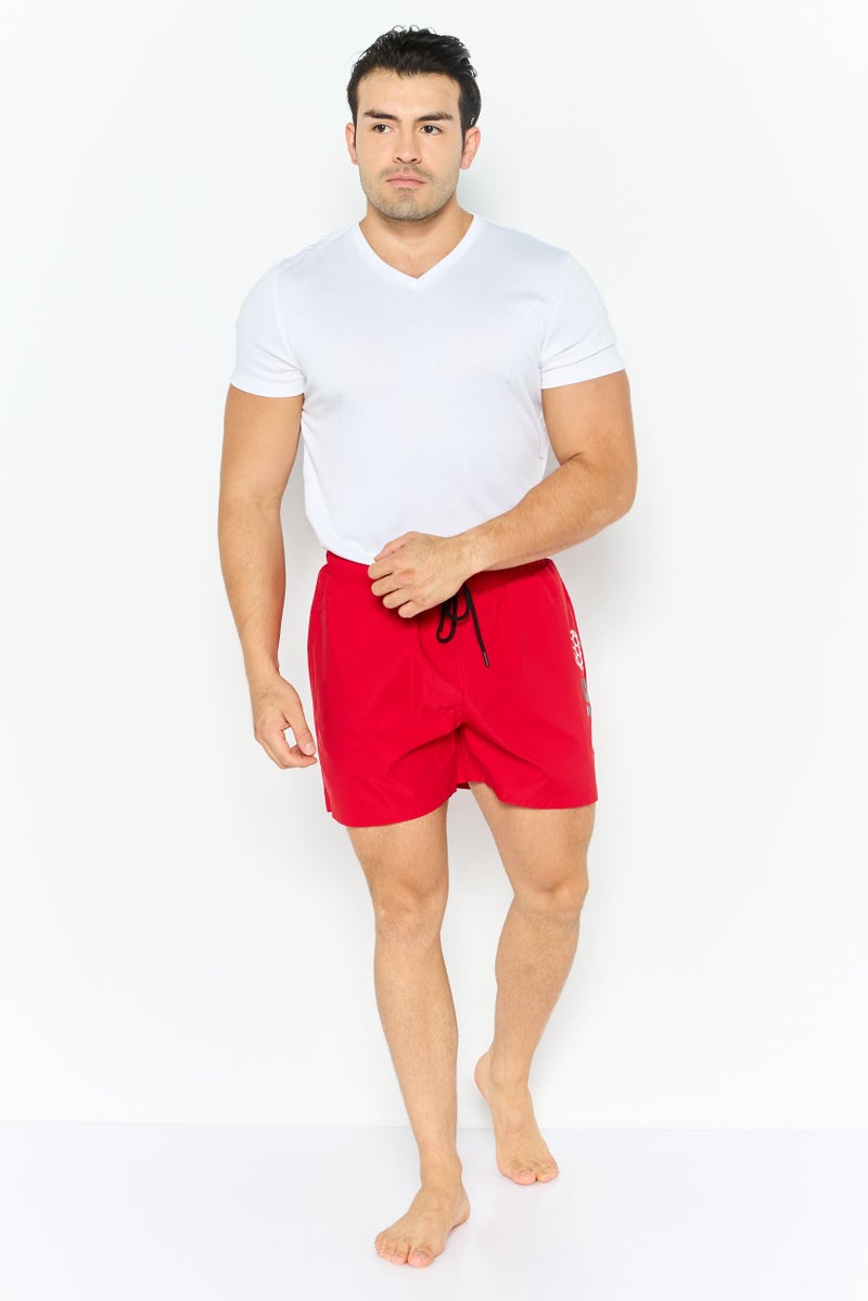 Ufc Men Brand Logo Board Shorts Swimwear, Red Combo - Image 2
