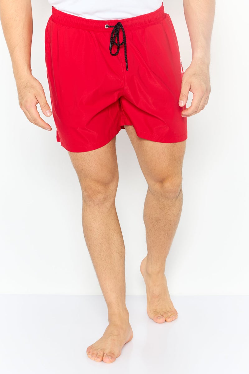 Ufc Men Brand Logo Board Shorts Swimwear, Red Combo - Image 1