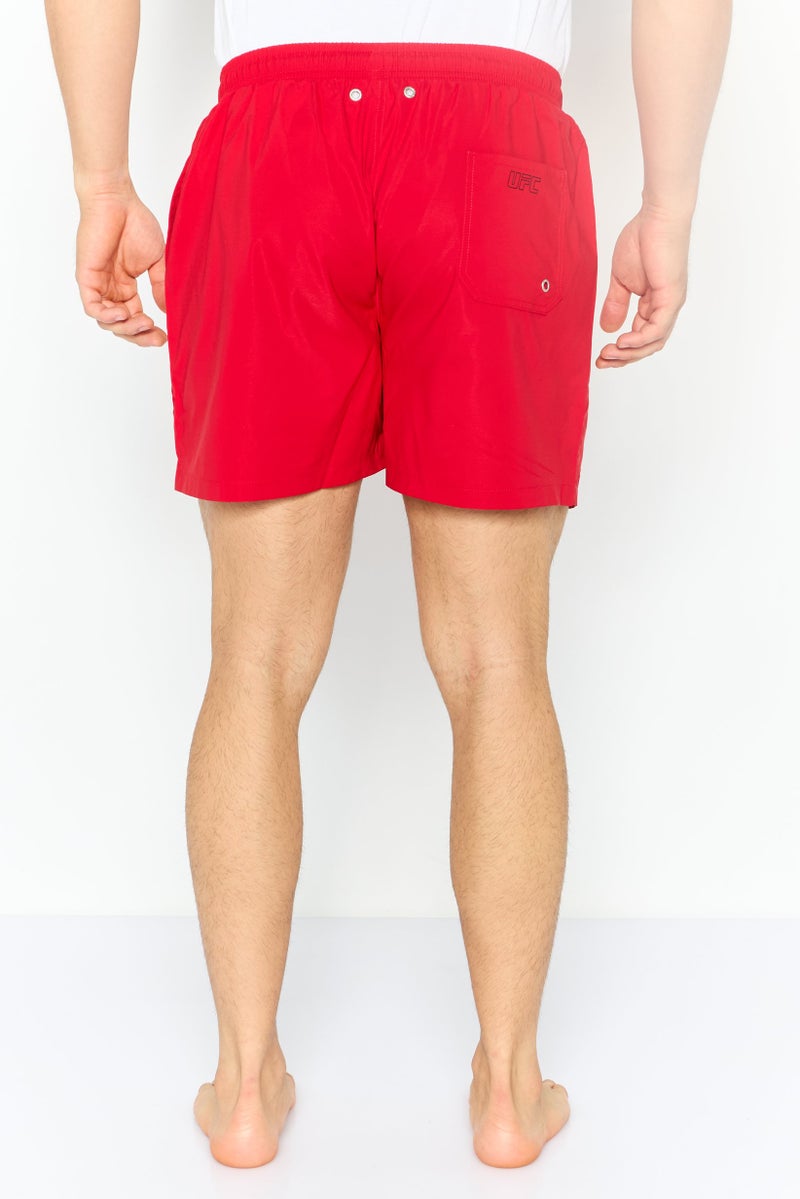 Ufc Men Brand Logo Board Shorts Swimwear, Red Combo - Image 3