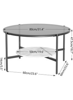 AGD 2 Layer Coffee Table:Luxury Modern Table with Large Tempered Glass Top and Low Storage Shelf, Home Sofa Side Furniture for Living Room  - Image 3