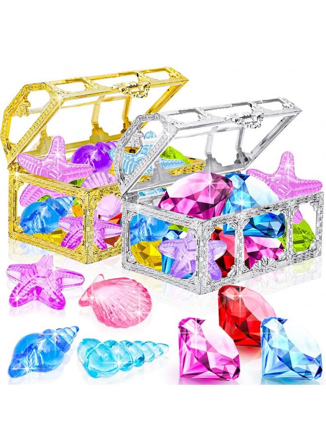 MGparty 24Pcs Diving Gem Pool Toy Colorful Diamonds Set With Treasure Pirate Box Summer Underwater Swimming Toys For Boys And Girls - Image 1