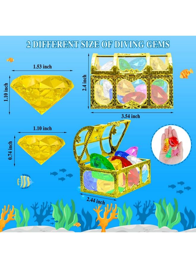 MGparty 24Pcs Diving Gem Pool Toy Colorful Diamonds Set With Treasure Pirate Box Summer Underwater Swimming Toys For Boys And Girls - Image 3