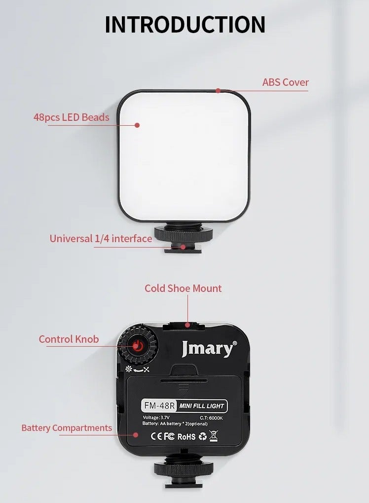 DUSALA Jmary FM-48R Mini Portable Video Fill Light Black - Image 3
