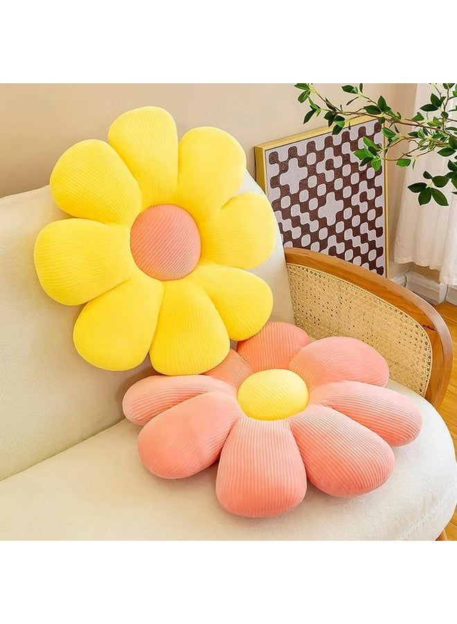 AVSHUB AVSHUB Sunflower Shaped Throw Pillows Cute Preppy Decorative Pillows Floor Cushion for Girls Bed Room Couch Sofa Chair Aesthetic Decor (35CM, Pink/Yellow) - Image 2