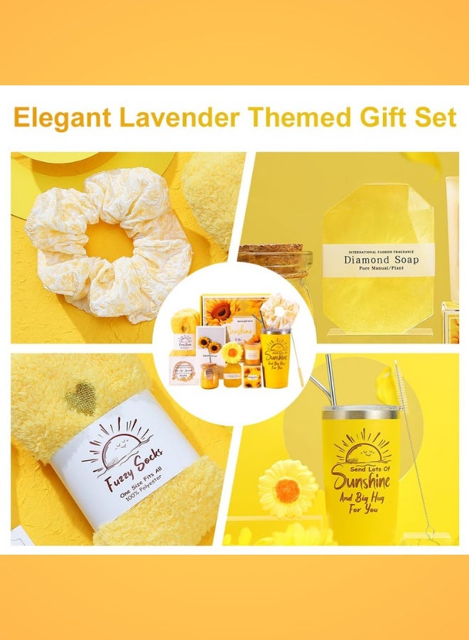 GTSOL Sunshine Yellow Spa Gift Box for Women – 11-Piece Birthday & Self-Care Set with Candle, Tumbler, Socks, Diamond Soap & More – Cheerful Gift for Her, Mom, Sister, Friend - Image 2
