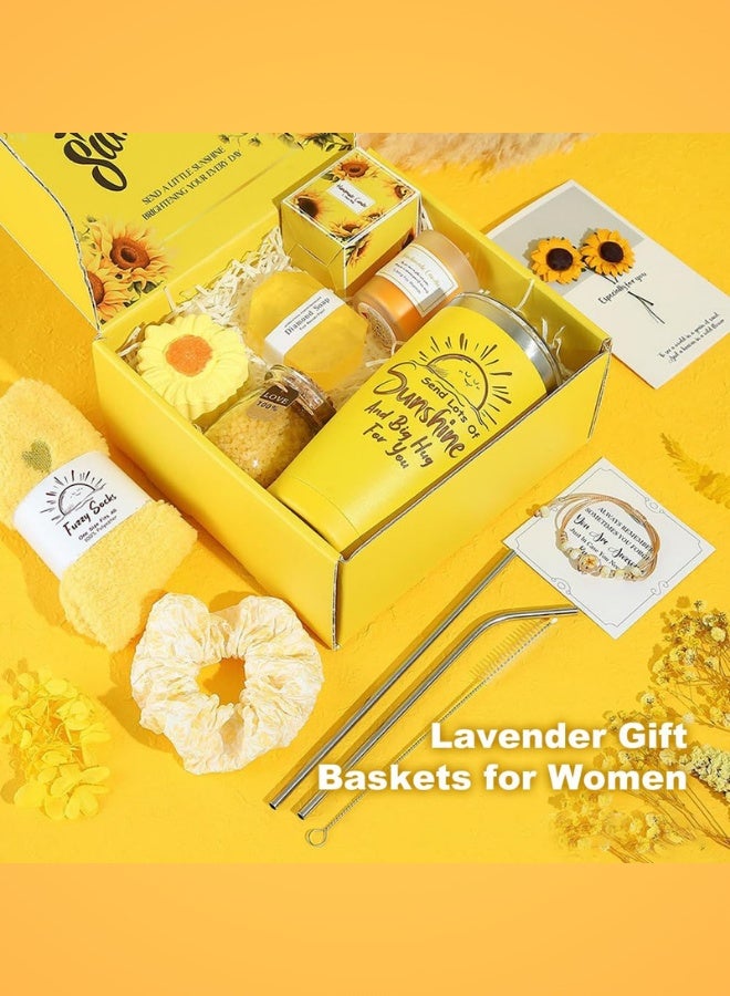 GTSOL Sunshine Yellow Spa Gift Box for Women – 11-Piece Birthday & Self-Care Set with Candle, Tumbler, Socks, Diamond Soap & More – Cheerful Gift for Her, Mom, Sister, Friend - Image 3