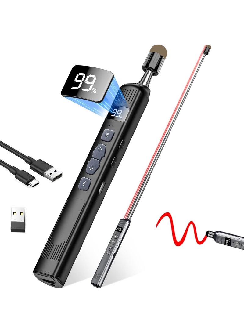 MAOGEDA Wireless Presentation Clicker with Telescopic Pointer Stick, Rechargeable Presenter Remote Light Pointer with Touch Screen Stylus Pen and Digital Display, USB Slide Clicker for PowerPoint MAC PC Laptops - Image 1