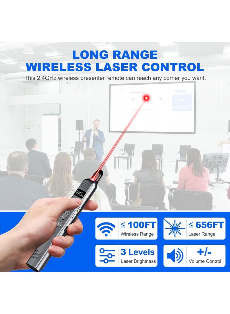 MAOGEDA Wireless Presentation Clicker with Telescopic Pointer Stick, Rechargeable Presenter Remote Light Pointer with Touch Screen Stylus Pen and Digital Display, USB Slide Clicker for PowerPoint MAC PC Laptops - Image 2