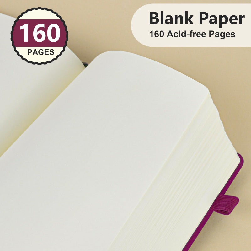 PERCUN Blank Journal Ntebook for Men & Women, 160 Pages Blank Journals for Writing, Drawing,Sketch Book,5.9" x 8.5" Leather Sketchbook, Unlined Notebook for Work, School, Art (Burgundy) - Image 4