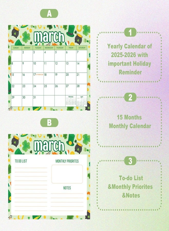 PRSTINCOL Holiday Desk Calendar 2025-2026,october 2025 to december 2026 Festival Planner for Home Office Desk Organizer - Image 5