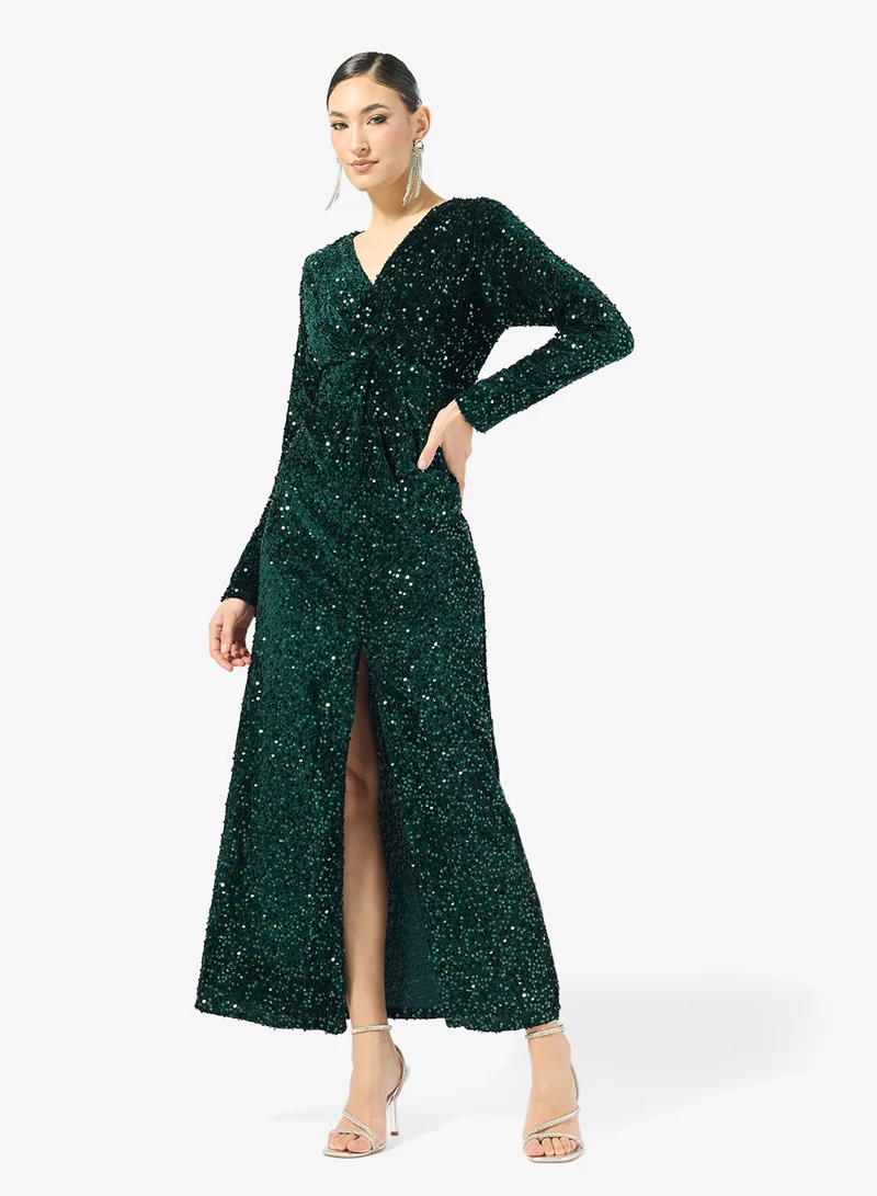 Solid Sequin Velvet Dress