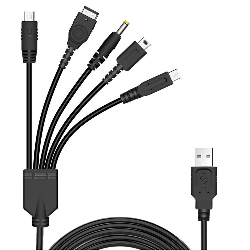 Xahpower 5 in 1 USB Charger Cable for Nintendo DS Lite, 3DS, DS and Gameboy Advance SP/PSP 1000/2000/3000 - Image 1