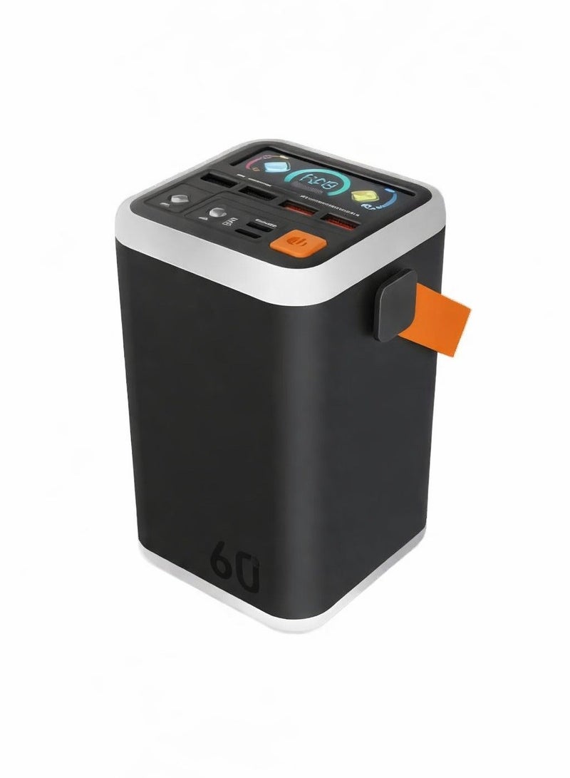 شاحن محمول بسعة 60000 مللي أمبير مع شحن سريع PD بقوة 65 واط وشحن سريع QC بقوة 18 واط، شاحن USB-C متعدد الأجهزة محمول مع شاشة LED للهواتف الذكية والأجهزة اللوحية وأجهزة الكمبيوتر المحمولة - Image 1