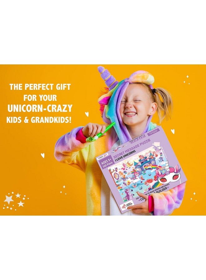 Chalk and Chuckles I Love Unicorns 100 Piece Jigsaw Puzzle, Secret Message Puzzle for Kids Age 5+, Birthday Gifts for Girls and Boys 6, 7 8, 9 Years Old - Image 5