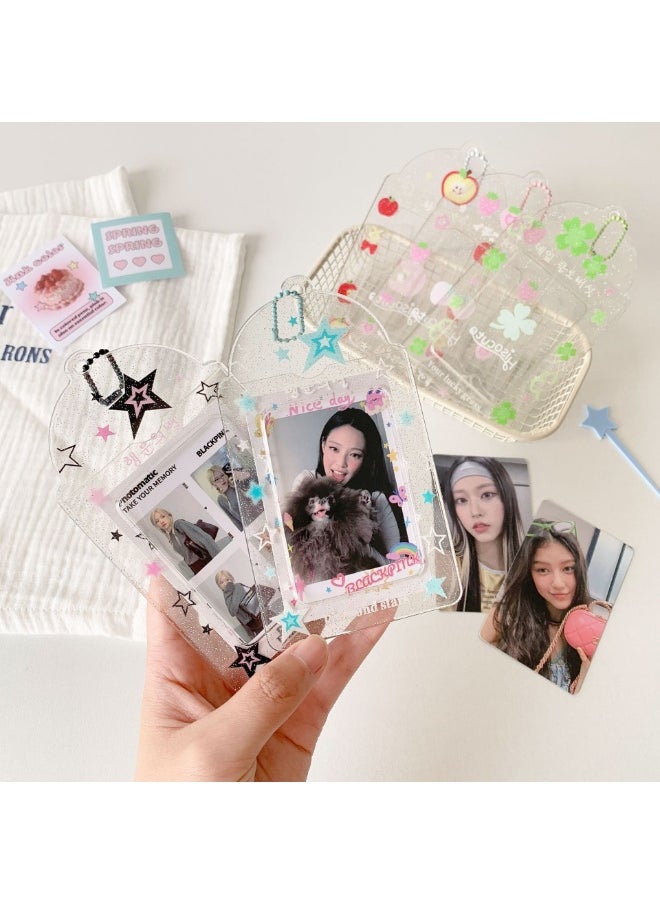 NIBEMINENT 1 - Piece Original And Transparent PVC Kpop Photo Card Holder Pendant Key Chain ID Badge Holder ID Card Holder Photo Card Protector for School ID Office ID Access Card for Women Girls  - Image 2