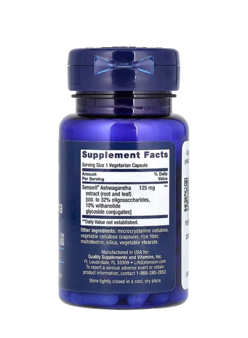 Life Extension Optimized Ashwagandha 125 mg 60 Vegetarian Capsules - Image 2