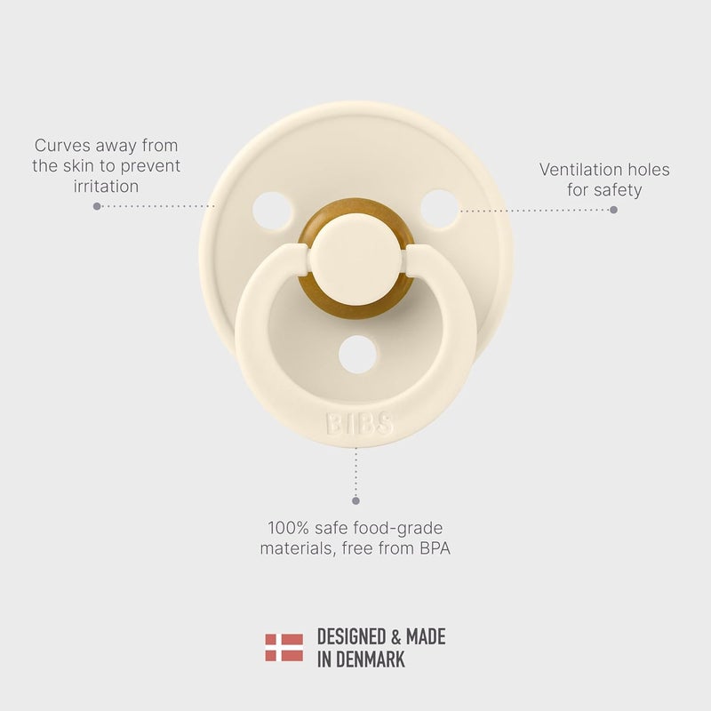 BIBS Colour Soother 2-Pack, BPA Free Dummy Pacifier, Round Natural Rubber Latex, Made in Denmark, Size 2 (6-18 Months), Island Sea - Image 4