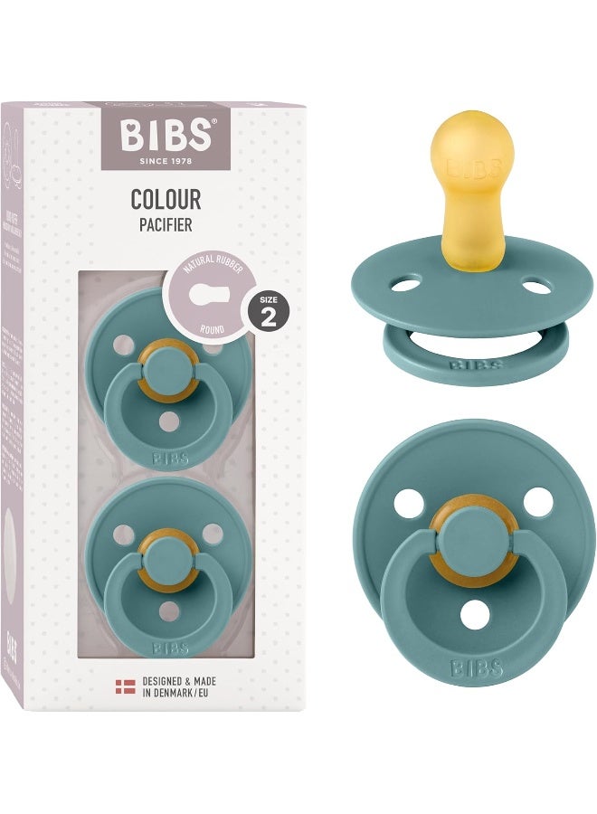 BIBS Colour Soother 2-Pack, BPA Free Dummy Pacifier, Round Natural Rubber Latex, Made in Denmark, Size 2 (6-18 Months), Island Sea - Image 1
