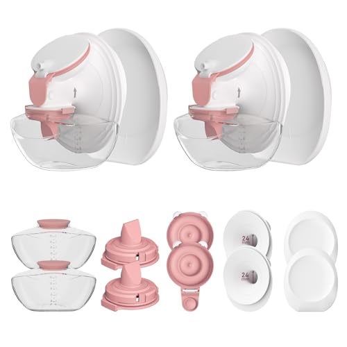 BDICOVE 2 Pack 24mm Full Breast Pump Kits Compatible with Momcozy Upgraded Mobile Flow M9, Upgraded M9 Full Set Parts Including 24mm FlnageX2, Red ValveX2, Red DiaphragmX2, Container with Silicone LipX2 - Image 1