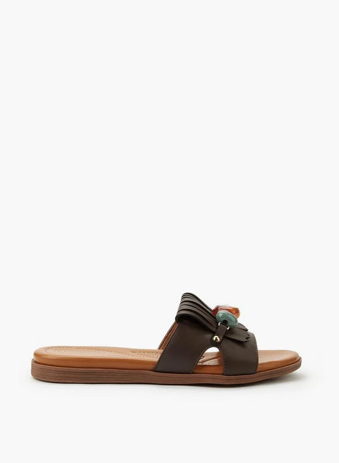 لو كونفورت Women Fringed Embellished Slip-On Sandals