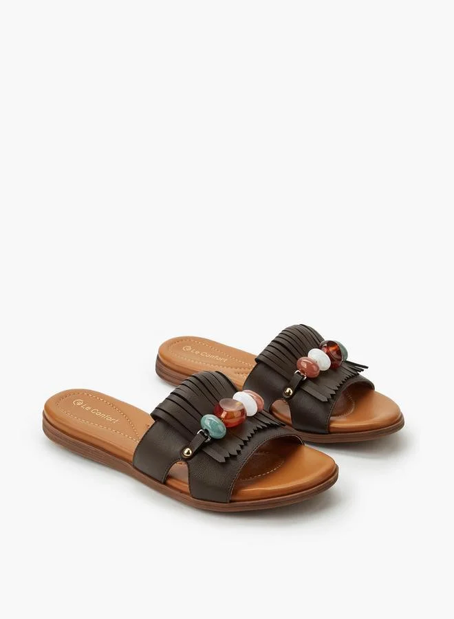 لو كونفورت Women Fringed Embellished Slip-On Sandals