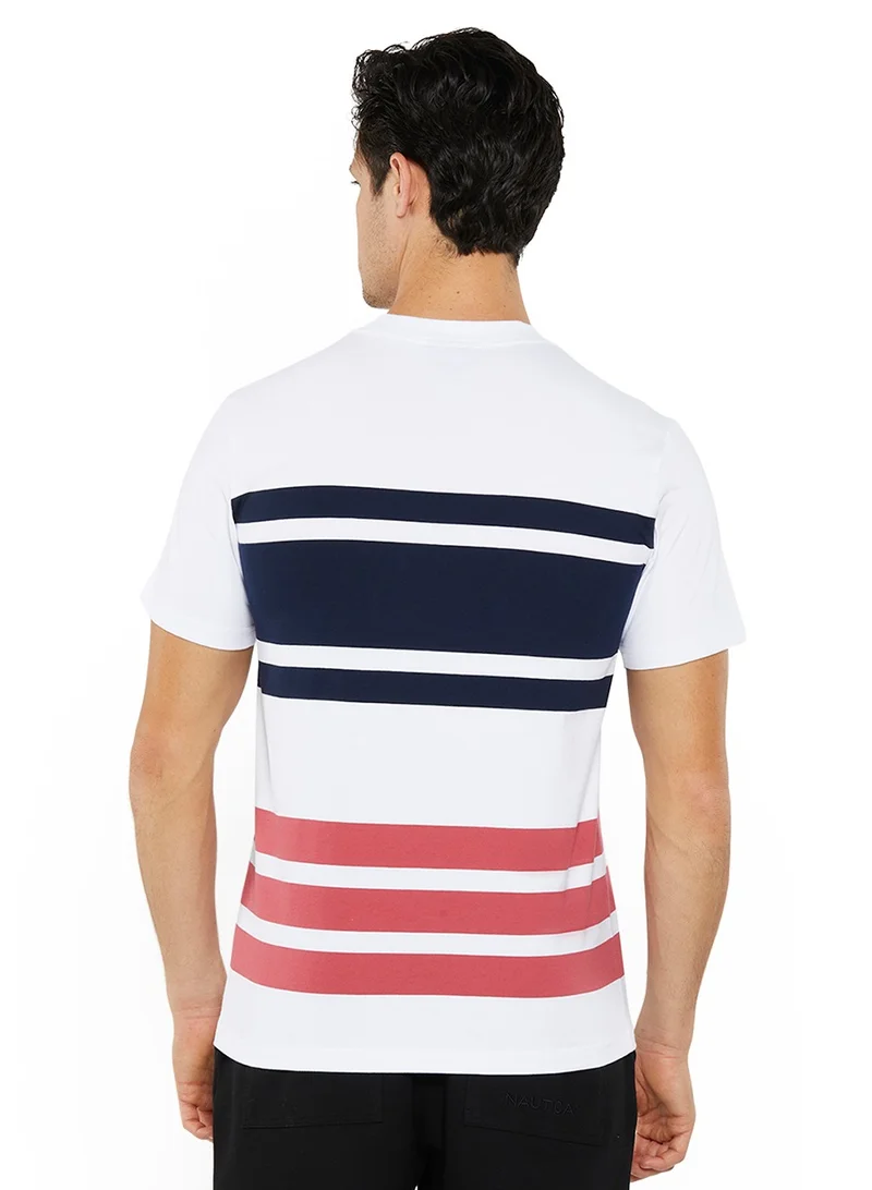 NAUTICA Contrast Striped Regular Fit Premium Cotton Crew Neck T-shirt